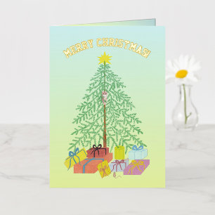 Carte De Vacances En Aluminium Sapin de Noël Jaune & Vert