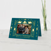 Carte De Vacances En Aluminium Scandinavie Folktale Noël Photo Turquoise (Recto)