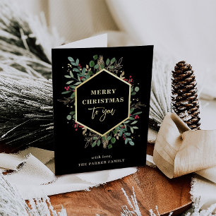 Carte De Vacances En Aluminium Vert doré Noir   Joyeux or de Noël