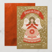 Carte de vacances en art populaire d'ange de Paix  (Devant / Derrière)