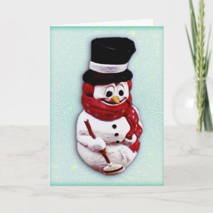 Carte de vacances en bonhomme de neige plastique