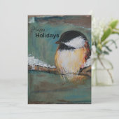 Carte de vacances en chickadee noir d'hiver (Debout devant)