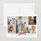 Carte de vacances en collage photo avec un nœud ro (Devant / Derrière)