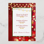 Carte de vacances en feuille d'or et flocons de ne (Verso)