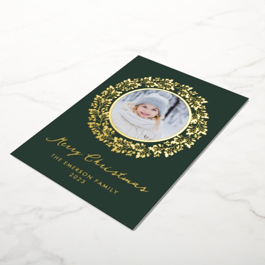 Carte de vacances en feuille d'or vert (Rotation)