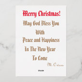 Carte de vacances en feuille métallisée 13 x 18 cm (Verso)