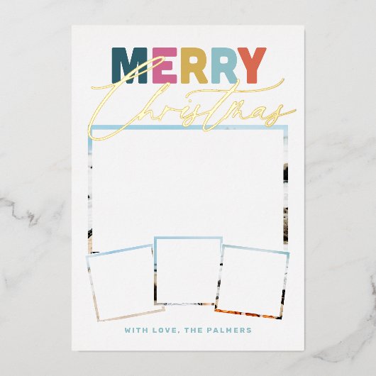 Carte de vacances en foil "Joyeux Noël" Collage de (Recto)