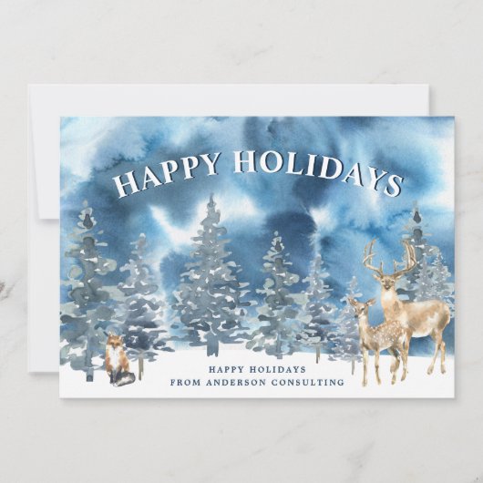 Carte de vacances en forêt d'hiver paisible (Devant)