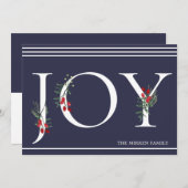 Carte de vacances en hiver Botanical Adorned Joy F (Devant / Derrière)