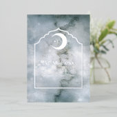 Carte de vacances en marbre argenté Eid Mubarak (Debout devant)