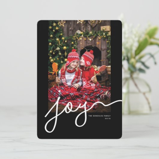 Carte de vacances en noir 1 photo Bold Joy Custom (Debout devant)