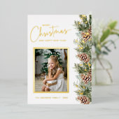 Carte de vacances en or avec photo pour Noël (Debout devant)