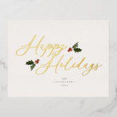 Carte de vacances en papier alu à motif de houx (Recto)