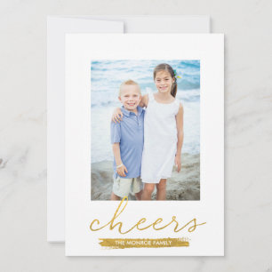 Carte de vacances en papier doré brillant « Cheers