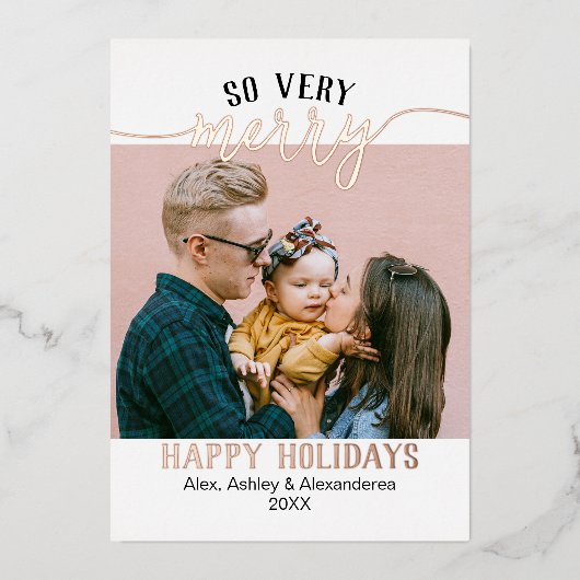 Carte de vacances en papier métallisé très joyeuse (Recto)