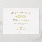 Carte de vacances en ruban de papier métallisé or  (Verso)