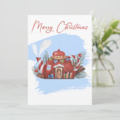 Carte de vacances en thé bleu Aquarelle de Noël (Debout devant)