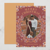 Carte de vacances encadrée en or Cranberry (Devant / Derrière)