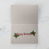 Carte de vacances encadrée par damassé de houx et (Intérieur)