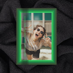 Carte de vacances encadrée verte