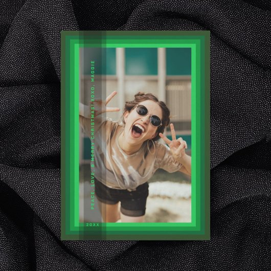 Carte de vacances encadrée verte