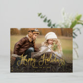 Carte de vacances enneigée avec foil pour les fête (Debout devant)