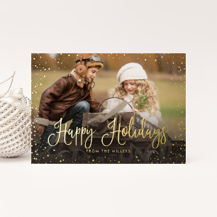 Carte de vacances enneigée avec foil pour les fête