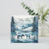 Carte de vacances Equestre moderne Chevaux d'hiver (Debout devant)