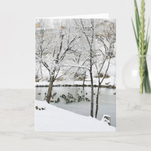 carte de vacances étang d'hiver