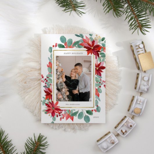 Carte de vacances Eucalyptus Poinsettia