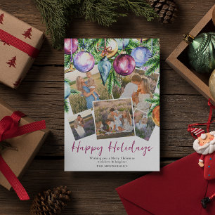 Carte de vacances familiale avec des boules de Noë