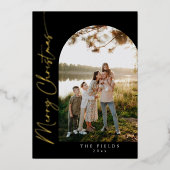 Carte de vacances familiale de Noël à motif arché  (Recto)