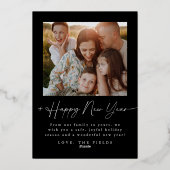 Carte de vacances familiale de Noël à motif de feu (Verso)