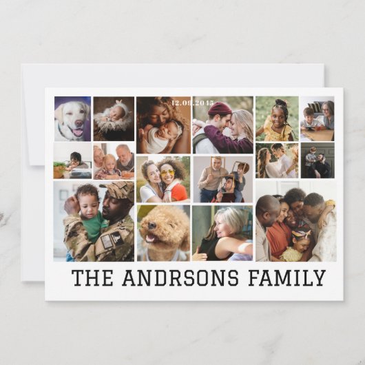 Carte de vacances familiale en collage de 16 photo (Devant)