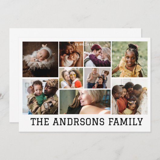 Carte de vacances familiale en collage de 9 photos (Devant / Derrière)