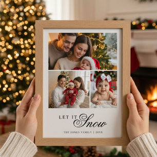 Carte de vacances familiale rustique "Qu'il neige"