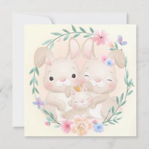 Carte de vacances Famille Bunny Cute