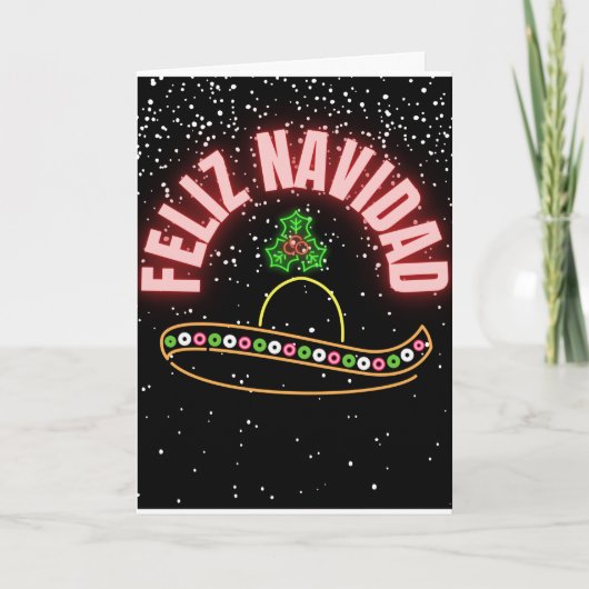 Carte de vacances Feliz Navidad Neon Sombrero (Devant)