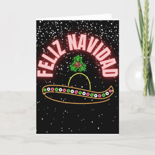 Carte de vacances Feliz Navidad Neon Sombrero