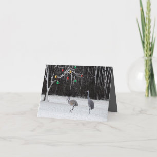 Carte de vacances festive avec grues de Sandhill