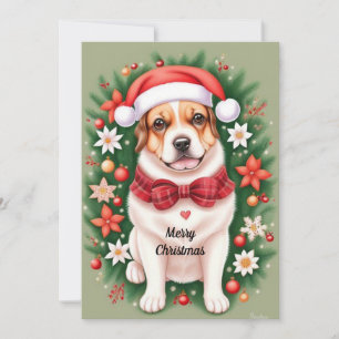 Carte de vacances festive de Noël avec chien