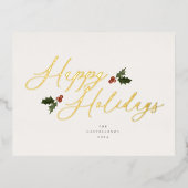 Carte de vacances festive en feuille de houx (Recto)