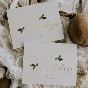 Carte de vacances festive en feuille de houx