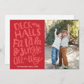 Carte de vacances festive Fa la la à plat (Devant / Derrière)