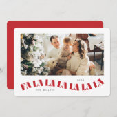 Carte de vacances festive Fa La La La La - rouge e (Devant / Derrière)