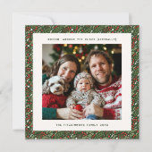 Carte de vacances Festive Noël Holly Leaf pliée (Devant)