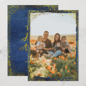 Carte de vacances Festive Photo Gold Parties scint (Devant / Derrière)