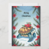 Carte de vacances festive tortue plate (Devant)