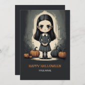 carte de vacances fille Halloween (Devant / Derrière)