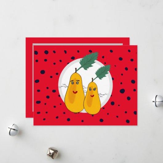 Carte de vacances Flat avec des fruits amusants (Devant/Arrière en situation)